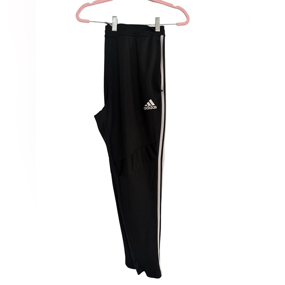 ADIDAS MENS Adidas Black Track Pants with White Side Stripes, Size XL - Picture 2 of 4